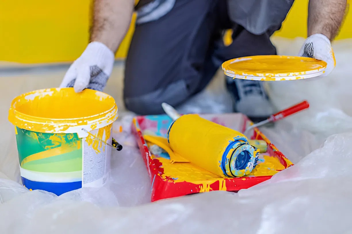 Painting tools used by a commercial painter in Bel Air, MD, during a commercial painting project