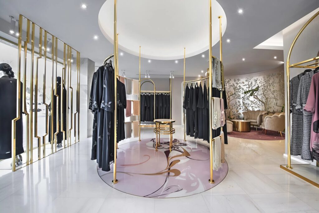 Luxury retail interior with soft neutral wall paint and elegant accent finishes by a painter in Abingdon, MD