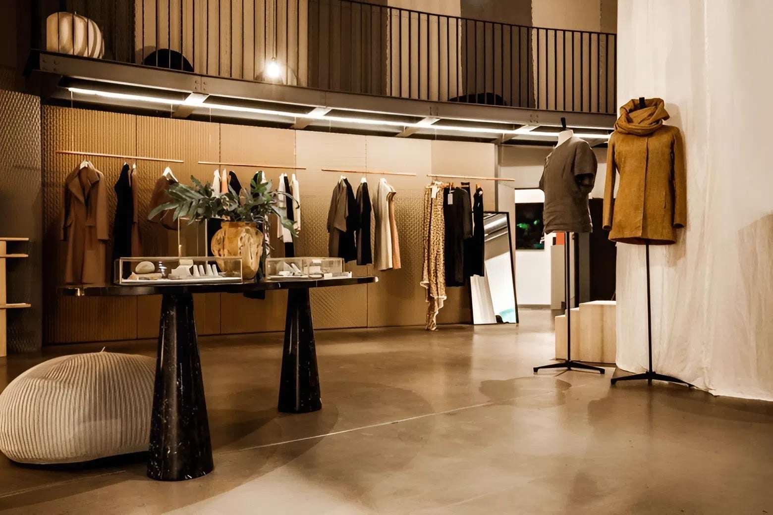 Modern retail interior with neutral beige and warm taupe wall paint by a painter in Abingdon, MD