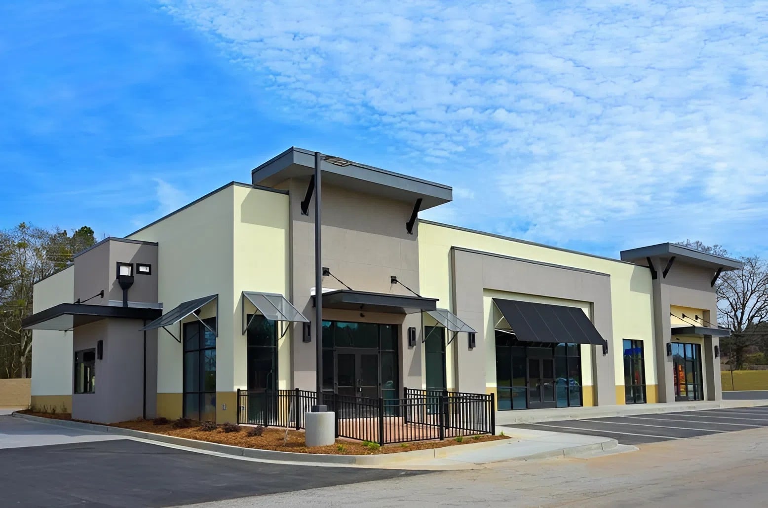 Modern retail building with a fresh and uniform finish by a painter in Jarrettsville, MD